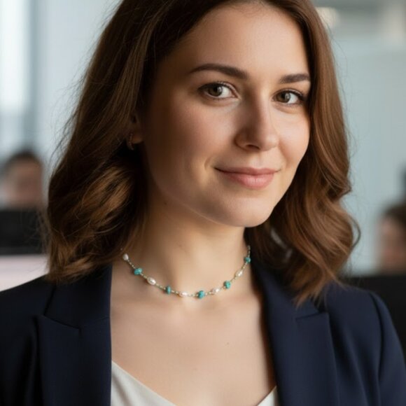 ✨ Elegant & Earthy Statement Necklace! ✨ Handmade Natural Stone & Stainless Stee - Picture 2 of 5